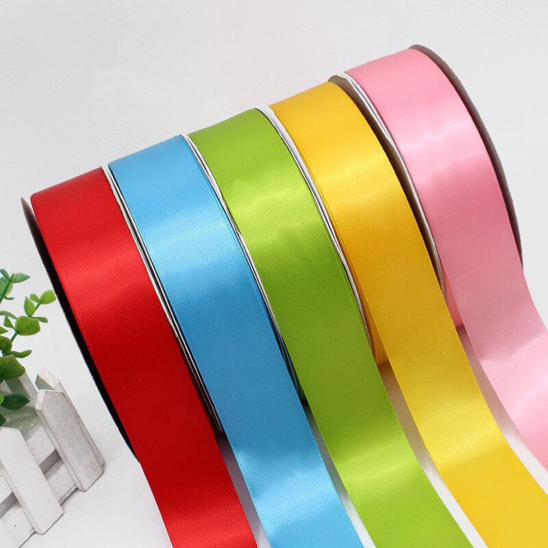 In Stock 196 colors available 6 to 100 mm width polyester satin ribbon roll